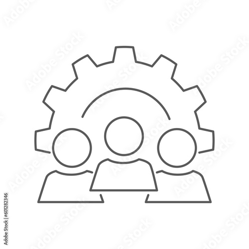 partnership team icon, business customer, facility leader line symbol on white background - editable stroke vector illustration.