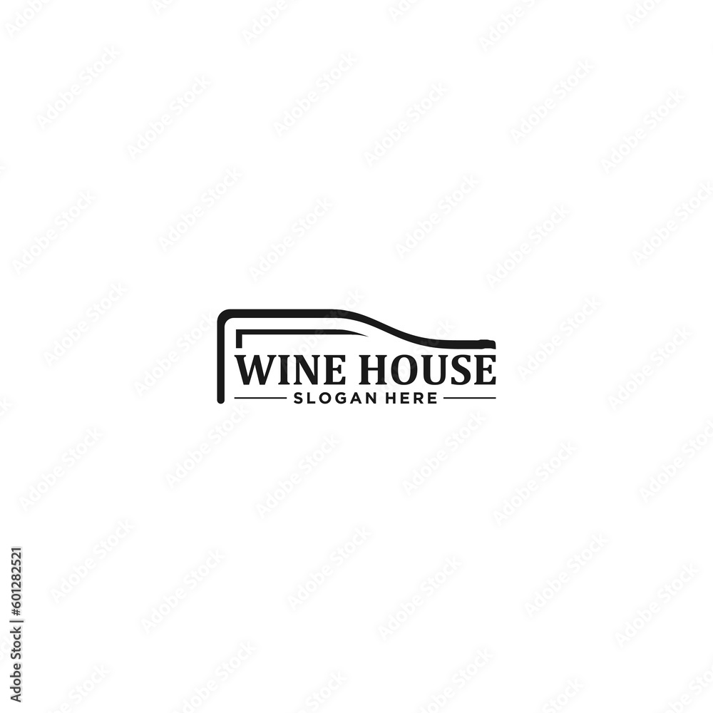wine house logo template vector in white background