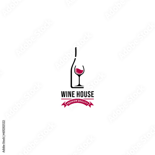 wine house logo template vector in white background
