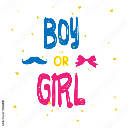 Boy or girl ? Gender reveal party card, banner vector element design