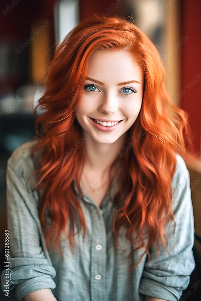 Frau Portrait mit roten Haaren KI Frau Portrait mit roten Haaren KI
