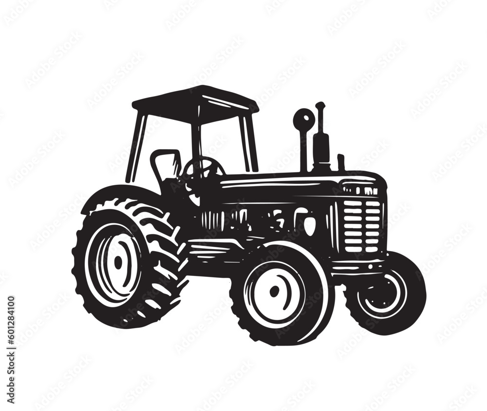 Obraz premium Tractor hand drawn illustrations, vector.