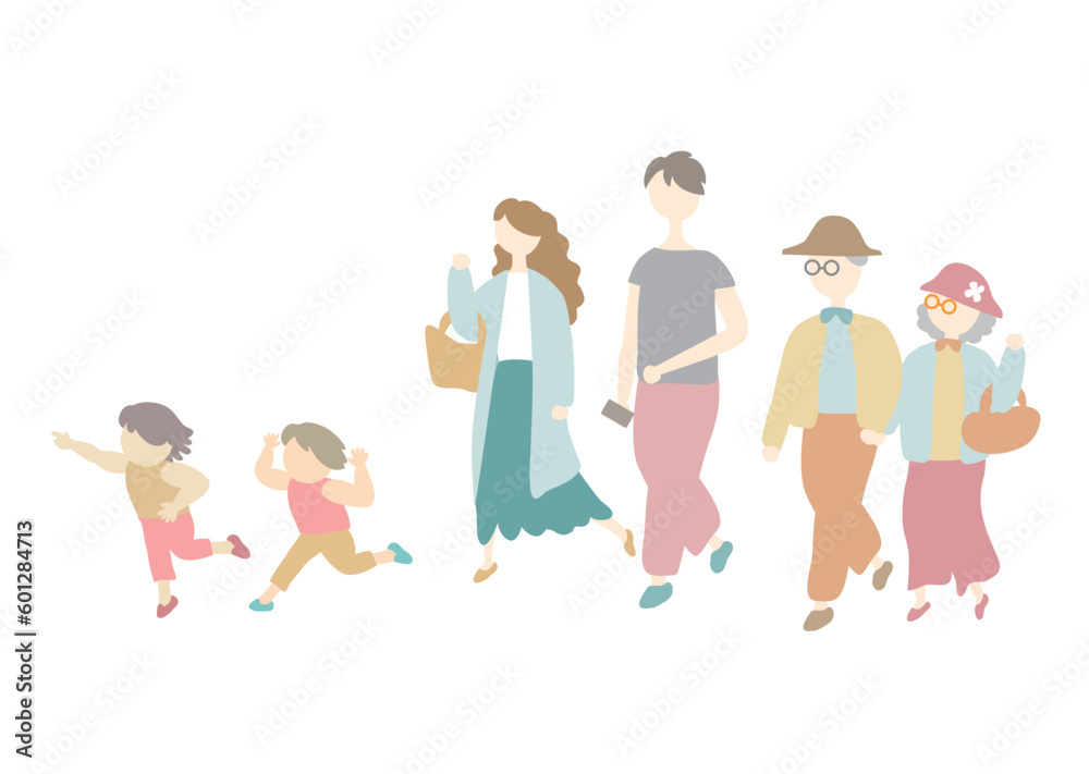 ベクター素材：family_3世代な人々_01_小さな子供たち