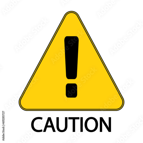 Caution. Warning danger sign, triangle frame yellow and black color background stock illustration