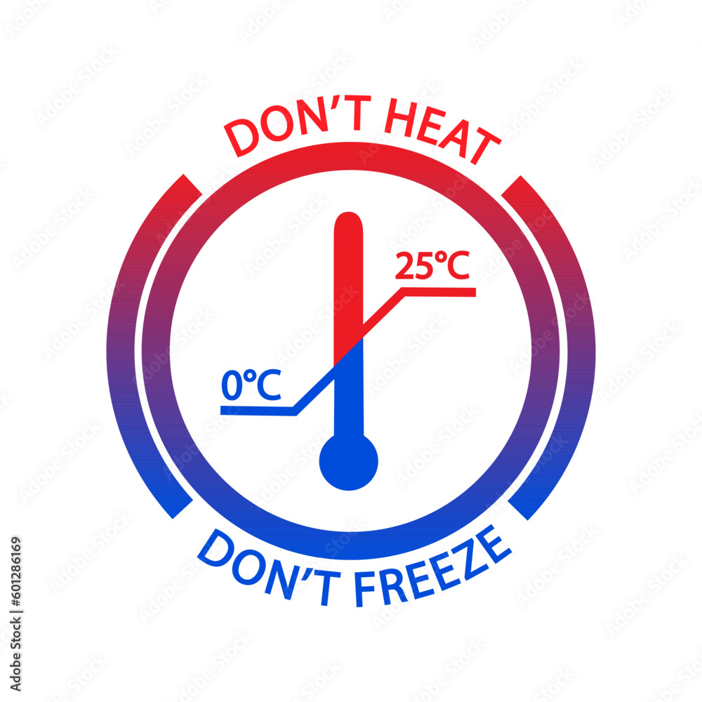Temperature limit sign vector circle with thermometer scale icon. Do not heat, do not freeze ISO