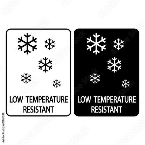 Low temperature resistant. Low temperature resistant sign set. Black information sign, vector illustration.