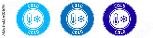 Cold weather icon set. Cold weather thermometer icon. Temperature with snow icon vector illustration.