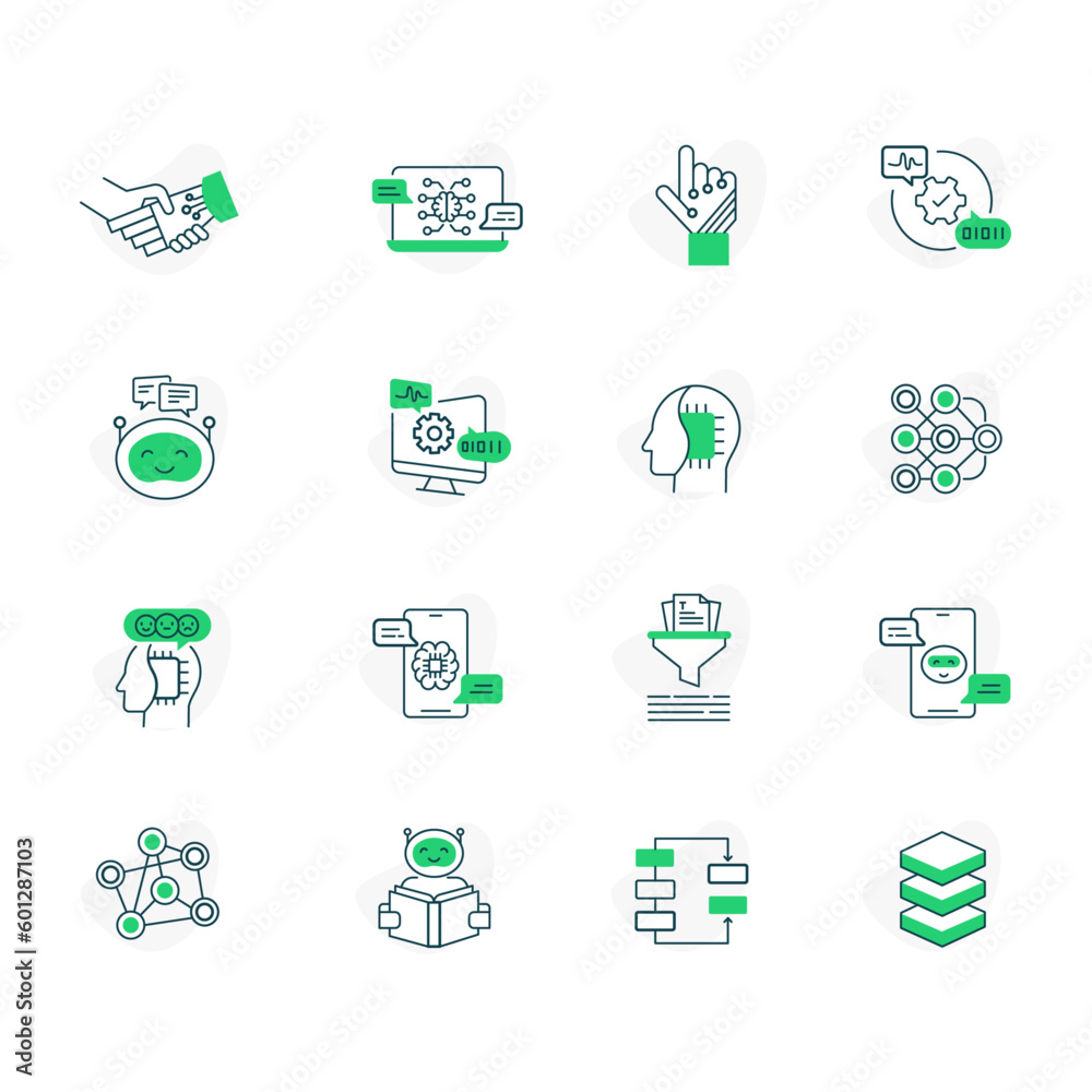 Artificial intelligence Vector editable Stroke icons. Artificial intelligence Vector editable Stroke icons.