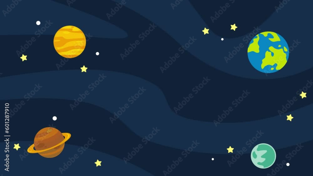 outer space cartoon scene motion seamless loop background