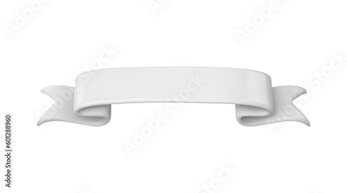 3d grey ribbon banner sale. White blank label flag title icon. Vector realistic illustration