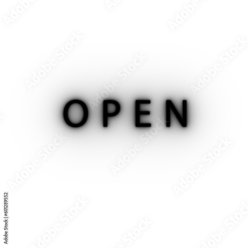 Black color text on a transparent background - OPEN