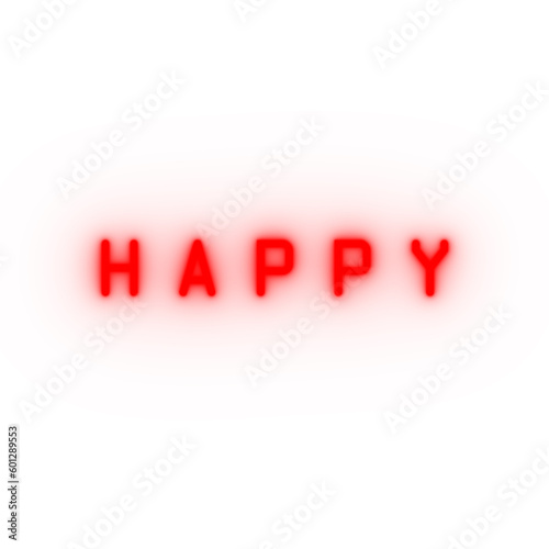 RED color text on a transparent background - HAPPY
