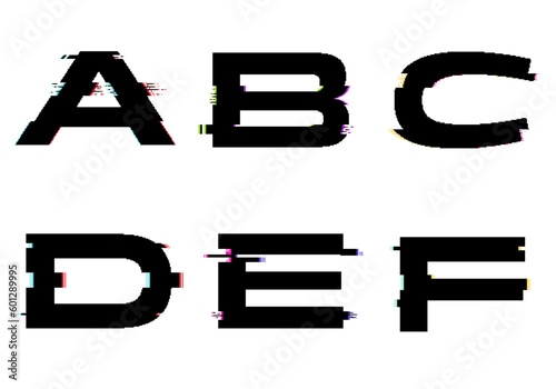 Pixelated Glitched Ranking Alphabet Set
