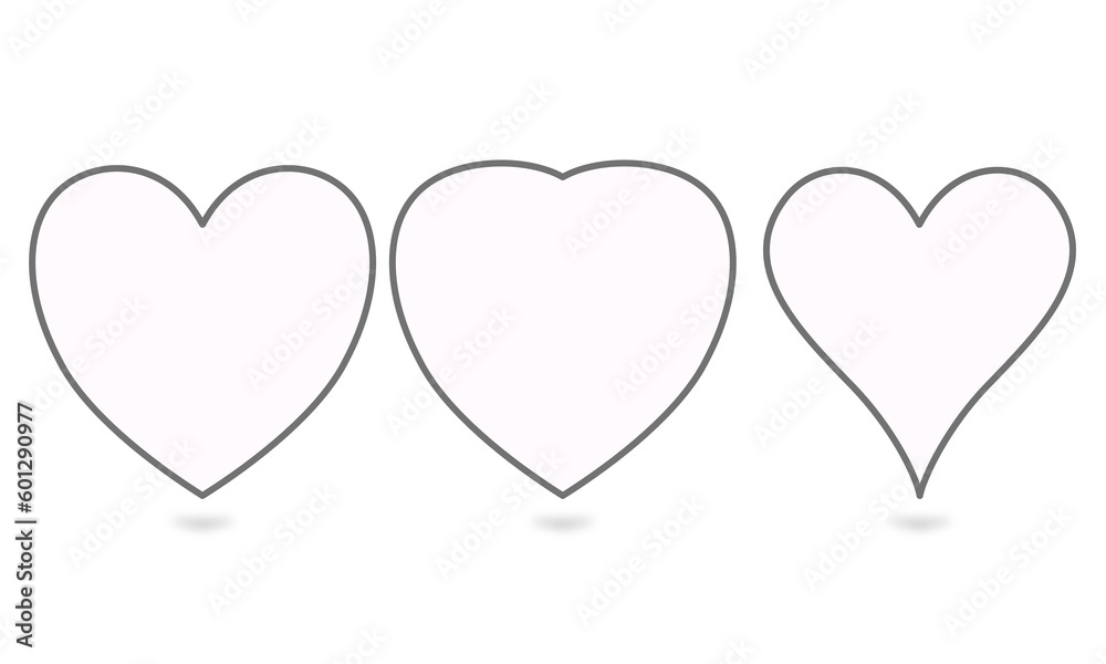 Heart icons, love concept, linear heart icons, thin gray line heart Heart icons, love concept, linear heart icons, thin gray line heart