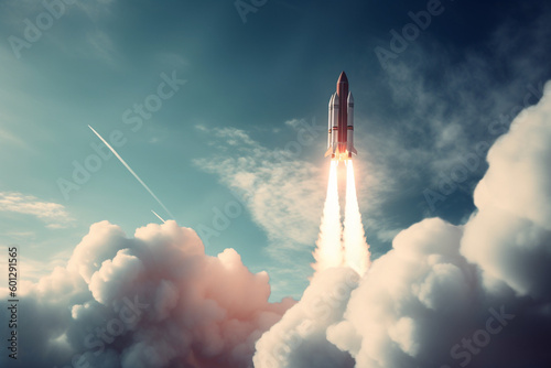 background photo of a rocket rocketing into space