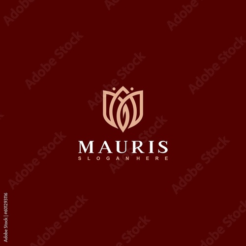 letter M in the form of a lotus flower with a feminine appearance which is commonly used for logo designs for yoga and beauty spas.