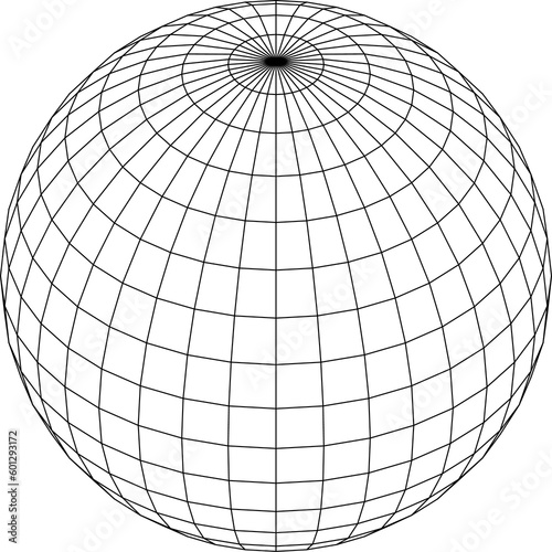 Globe sphere grid with ongitude, latitude and equator for cartography. 3d mesh planet earth. 