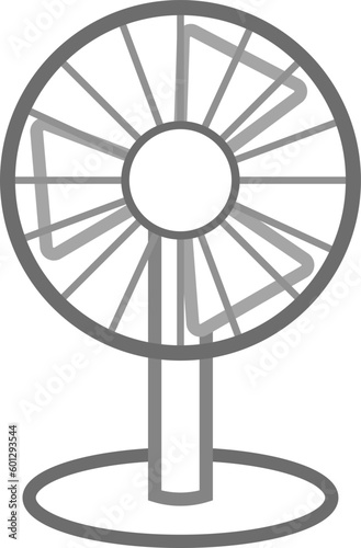 扇風機のシンプルなモノクロイラスト