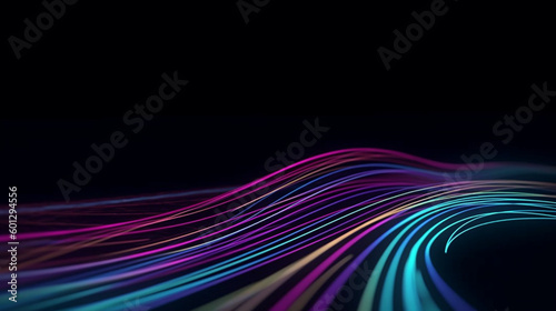 Abstract digital background from rounded colored lines, Information flow space, Big data visualization,