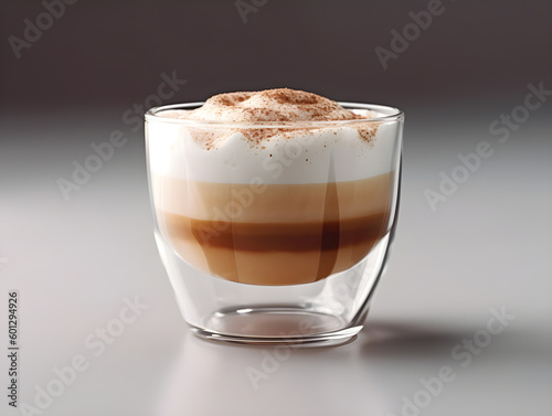Hot coffee cappuccino on minimalistic background