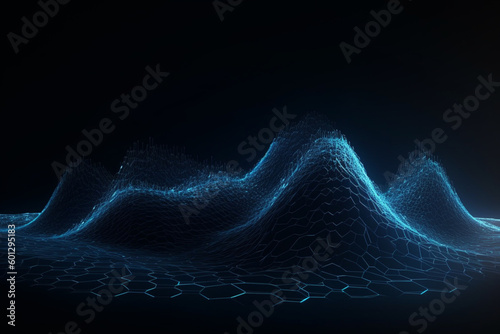 Abstract digital wave, Blue circular shape on the background, Futuristic point wave, Big data,