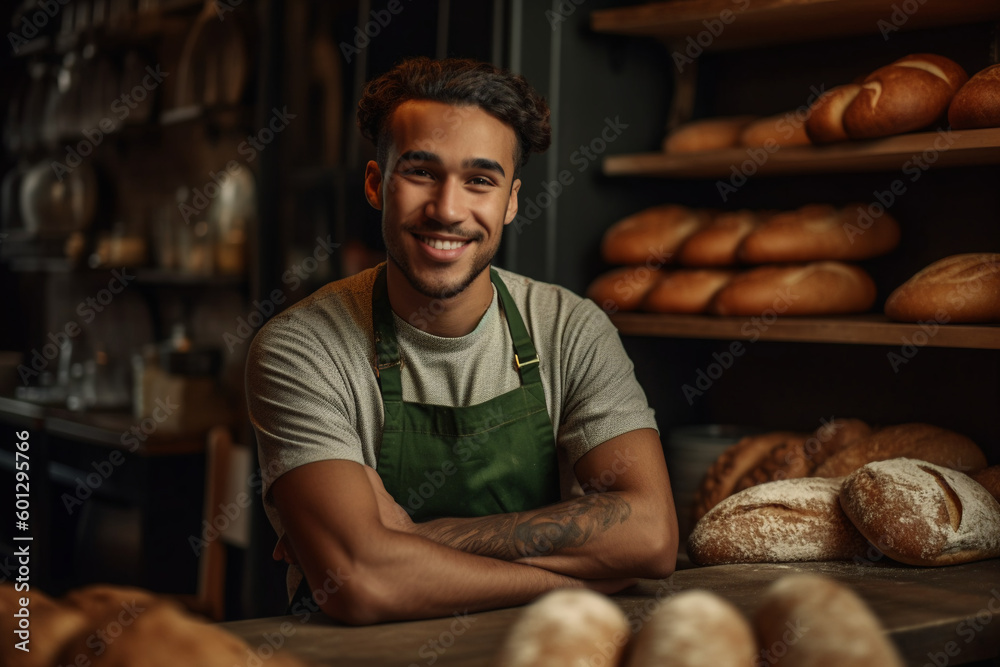 Salesman in a bakery. Generative Ai


