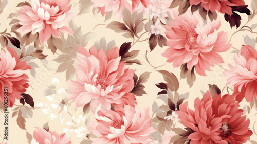 vintage flower pattern rose tiled  AI generative 