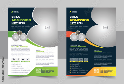 Modern Kids back to school education admission flyer poster design template 