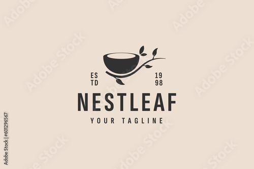 bird nest vintage logo vector icon illustration