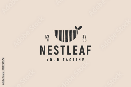 bird nest vintage logo vector icon illustration