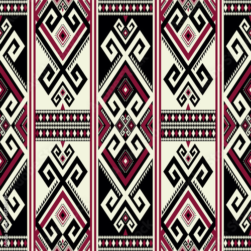 Ethnic geometric pattern. Vector aztec Kilim geometric shape seamless pattern. Traditional ethnic pattern use for fabric, textile, upholstery, carpet, rug, tapestry, mat, cushion, wallpaper, etc.