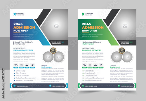 Kids back to school education admission flyer poster template, Kids Childrens back to school education admission flyer poster layout, book cover, leaflet, poster, brochure template
