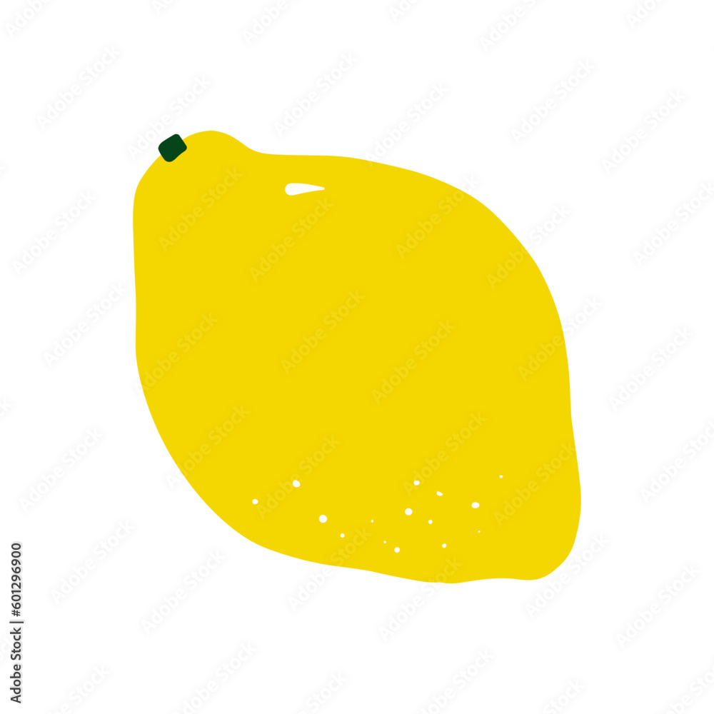 Cartoon yellow lemon. Hand-drawn citrus isolated on white background. Delicious fruit is a symbol of summer, wholesome nutrition, natural food. Ingredient for lemonade, juice menu. Vector illustration Cartoon yellow lemon. Hand-drawn citrus isolated on white background. Delicious fruit is a symbol of summer, wholesome nutrition, natural food. Ingredient for lemonade, juice menu. Vector illustration