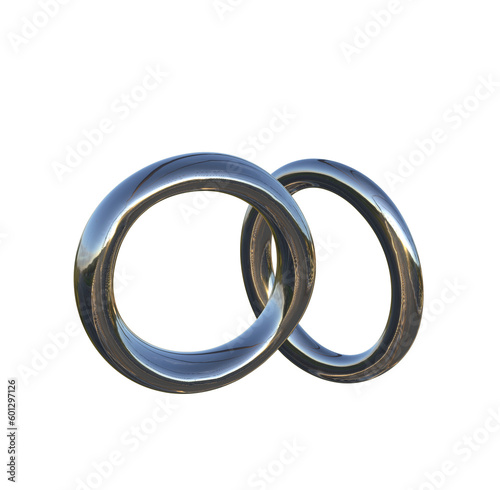 two silver rings 3D silver day on a transparent background