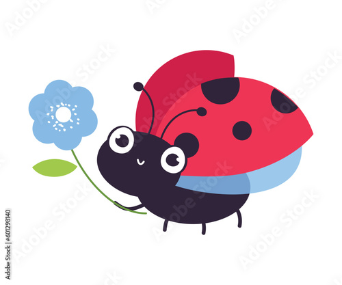 Photographie Cute ladybug with flower