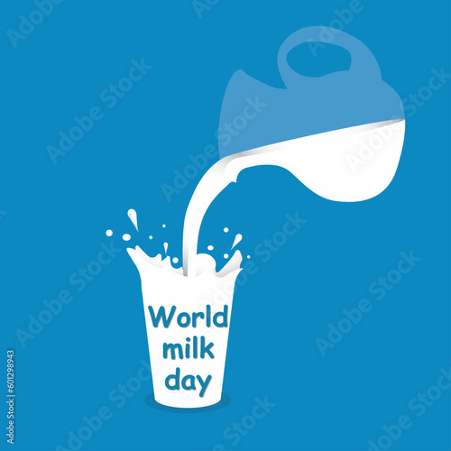 The milk flows out of the pitcher and splash.