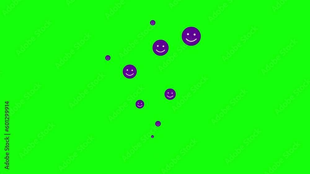 Animated violet symbol of emotions fly from bottom to top. Linear icons of smileys. Concept of mood. Looped video. Vector illustration isolated on green background. Animated violet symbol of emotions fly from bottom to top. Linear icons of smileys. Concept of mood. Looped video. Vector illustration isolated on green background.