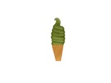 Sweet green tea ice cream cones for shop decoration. The logo is made on a white background.