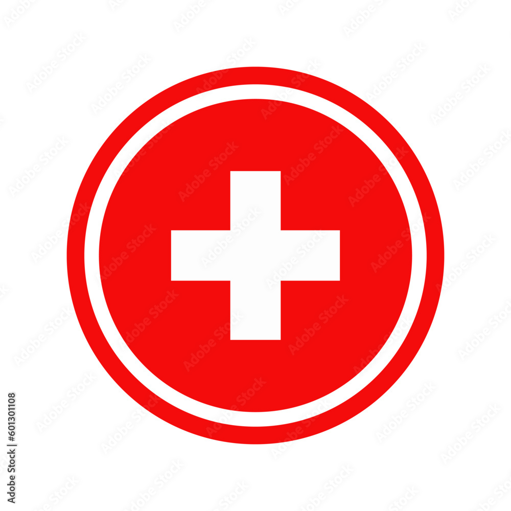 Medical First Aid Plus Red Sign Isolated Vector Illustration Medical First Aid Plus Red Sign Isolated Vector Illustration