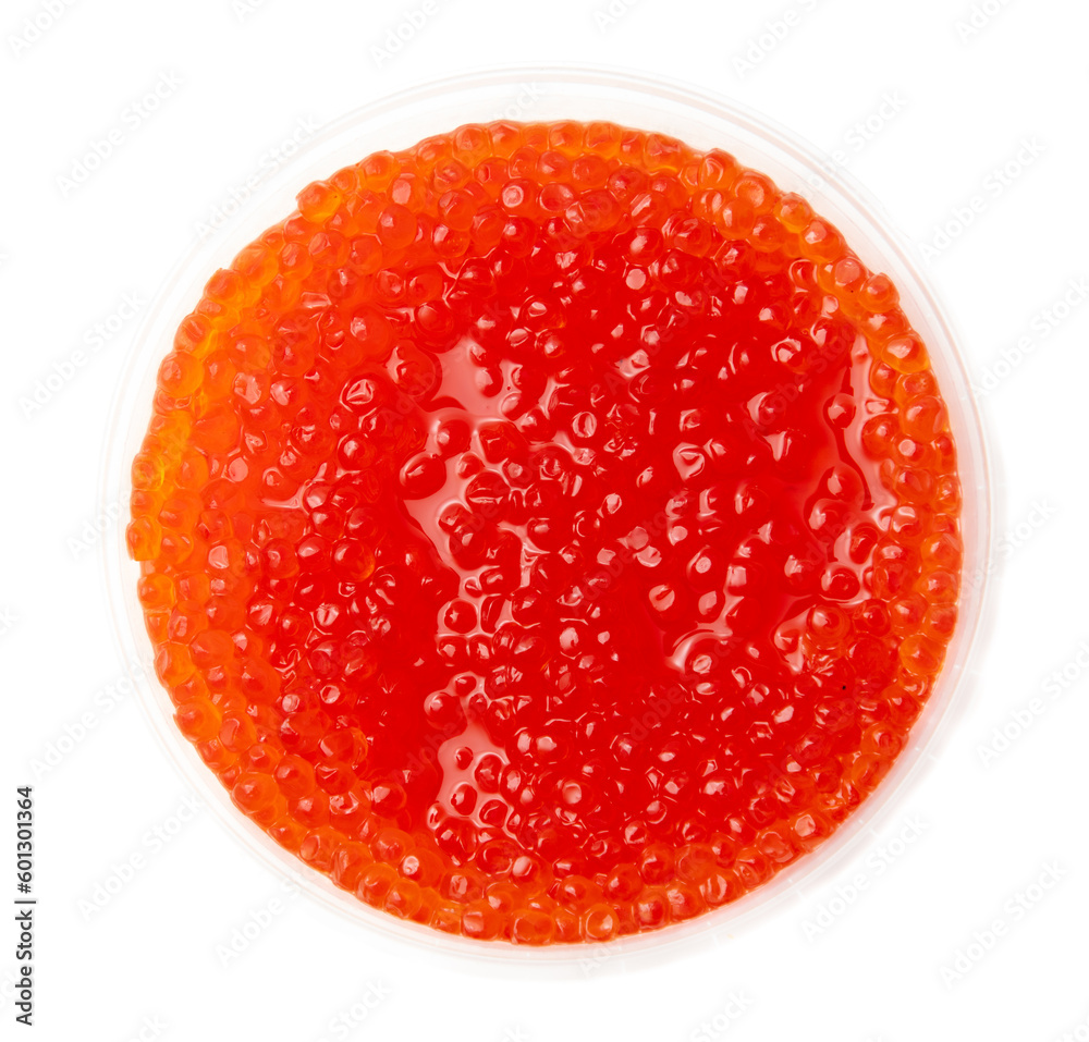 Red salmon caviar isolated on white background Red salmon caviar isolated on white background
