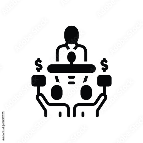 Black solid icon for auctions 