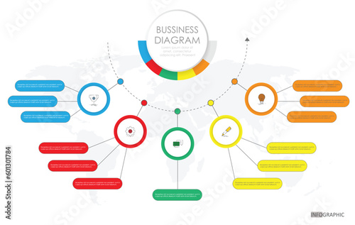 bussiness diagram circular layout chart project timeline diagram with 5 list of steps, circular layout diagram infographic mindmap element template infographics.