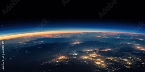 Surface of planet Earth, view from space. Beautiful illustration picture. Generative AI