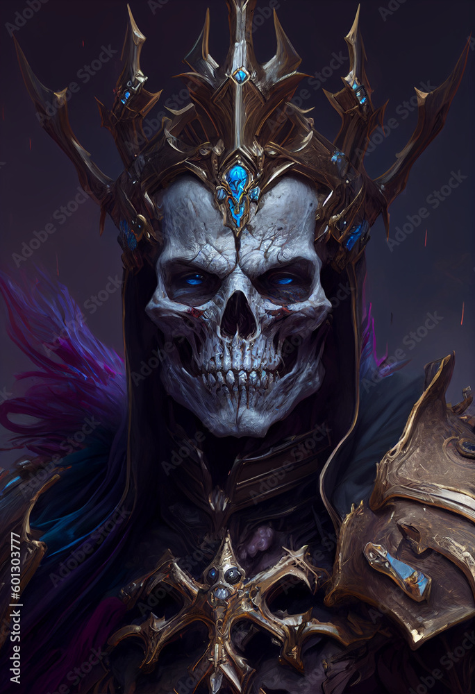 Naklejka premium Portrait of a dead king in armor. Genarated AI