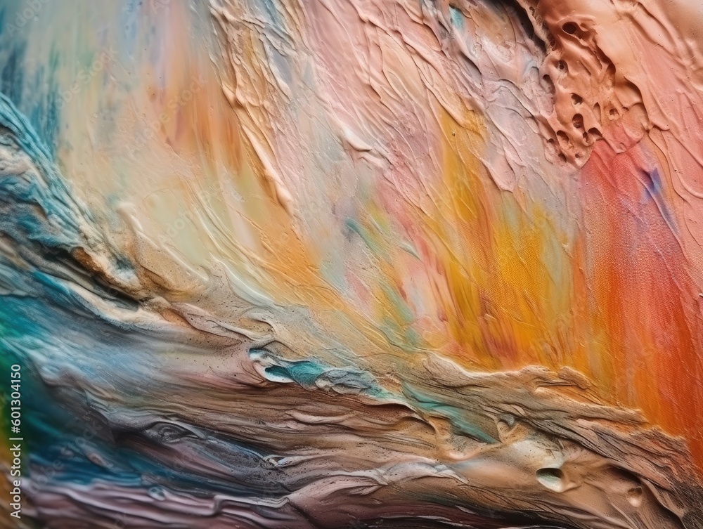 Close-up of a Pastel-colored Abstract Painting - AI Generated