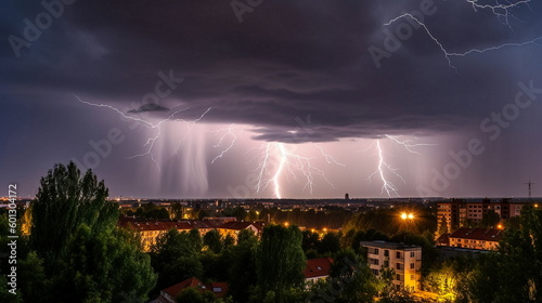 Thunderstorm over Vilnius  Lithuania. Panoramic view.