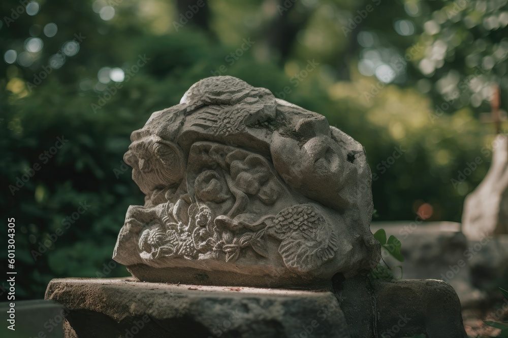 Stone Sculpture in a Public Garden - AI Generated