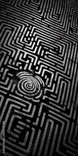 Fingerprint labyrinth, minimalistic style. Beautiful illustration picture. Generative AI