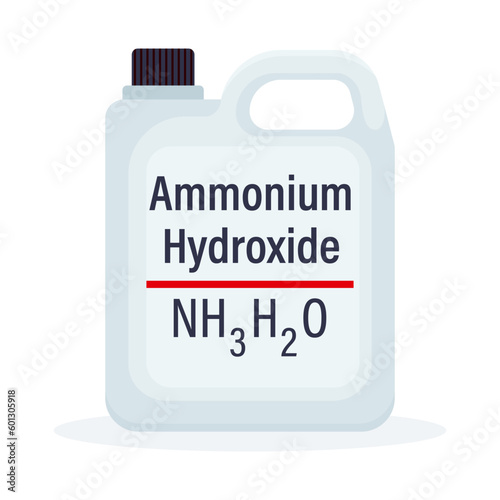 Ammonium Hydroxide solution in a bottle isolated on a white background