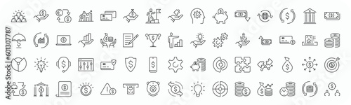 Set of finance thin line icons. Money, Finance and Business icon collection  EPS10 - Stock Vector